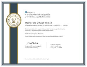 Certificado-Master the OWASP Top 10-diploma Linkedin Learning